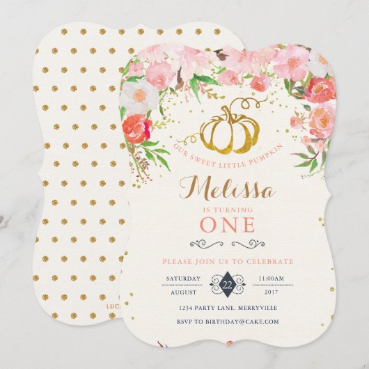 Pumpkin Birthday Uitnodiging (Voorkant / Achterkant)