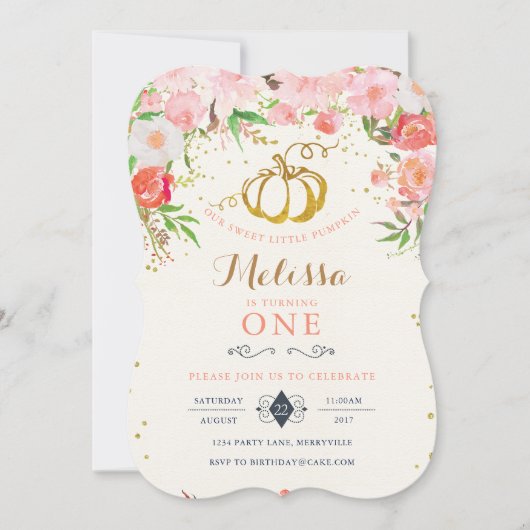 Pumpkin Birthday Uitnodiging (Voorkant)