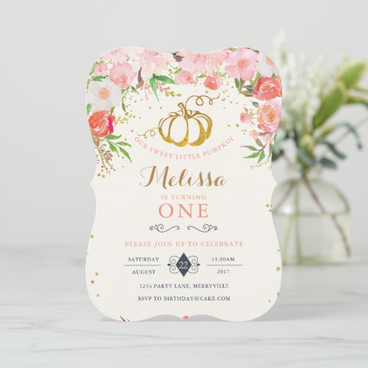 Pumpkin Birthday Uitnodiging (Staand voorkant)