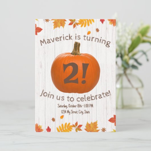 Pumpkin Birthday Uitnodiging (Staand voorkant)