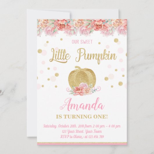 Pumpkin Birthday Uitnodiging (Voorkant)