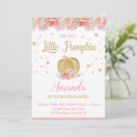 Pumpkin Birthday Uitnodiging (Staand voorkant)