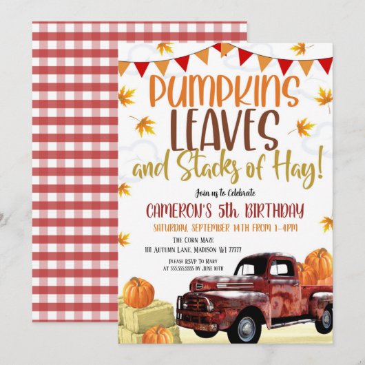 Pumpkin Birthday Uitnodiging (Voorkant / Achterkant)