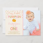 Pumpkin Birthday Uitnodiging Roze Gold Pumpkin (Voorkant)