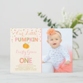 Pumpkin Birthday Uitnodiging Roze Gold Pumpkin (Staand voorkant)