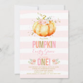 Pumpkin Birthday Uitnodiging Roze Gold Pumpkin (Voorkant)