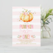 Pumpkin Birthday Uitnodiging Roze Gold Pumpkin (Staand voorkant)