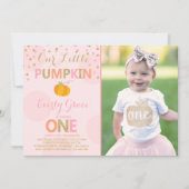 Pumpkin Birthday Uitnodiging Roze Gold Pumpkin (Voorkant)