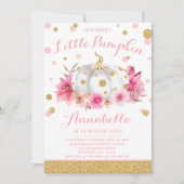 Pumpkin Birthday Uitnodiging Roze Gold Pumpkin (Voorkant)