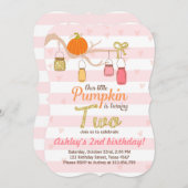 Pumpkin Birthday - uitnodiging Roze Gold Tweede da (Voorkant / Achterkant)