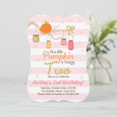 Pumpkin Birthday - uitnodiging Roze Gold Tweede da (Staand voorkant)