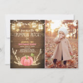 Pumpkin Birthday uitnodiging Roze meisje Birthday (Voorkant)