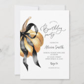 Pumpkin Black Bow Verjaardagsfeestje uitnodiging (Voorkant)