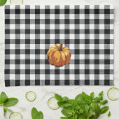 Pumpkin Black Buffalo Check Kitchen Towel Theedoek (Gevouwen)