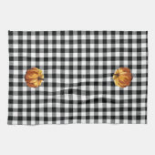 Pumpkin Black Buffalo Check Kitchen Towel Theedoek (Horizontaal)