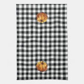 Pumpkin Black Buffalo Check Kitchen Towel Theedoek (Verticaal)