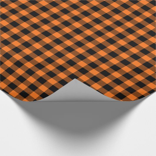 Pumpkin Black Buffalo Pset Tartan Cadeaupapier (Hoek)