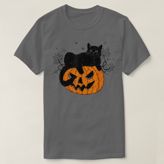 Pumpkin Black Cat Halloween Costume Scary Witch Fa T-shirt (Design voorkant)