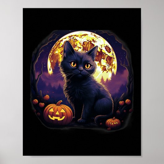 Pumpkin Black Cat Halloween  Kostuum voor Ad Poster (Voorkant)