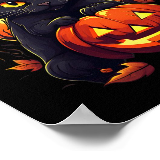 Pumpkin Black Cat Halloween  kostuum voor adverten Poster (Hoek)