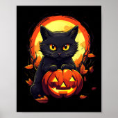 Pumpkin Black Cat Halloween  kostuum voor adverten Poster (Voorkant)