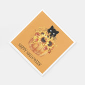 Pumpkin Black Cat Halloween Napkins Servet (Hoek)