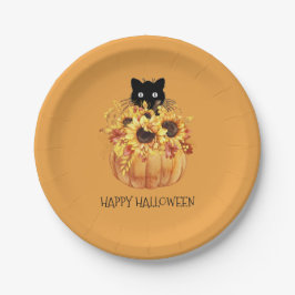 Pumpkin Black Cat Halloween Oranje Bord