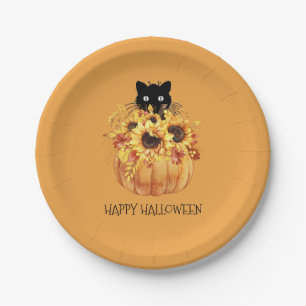 Pumpkin Black Cat Halloween Oranje Bord