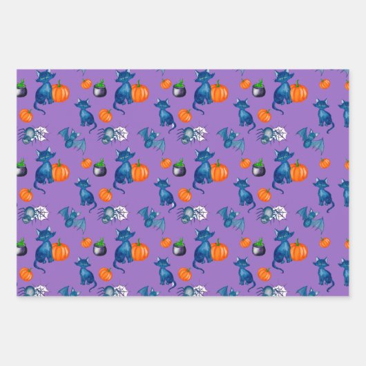 Pumpkin Black Cat witch-brew Design Halloween Inpakpapier Vel (Voorkant 3)