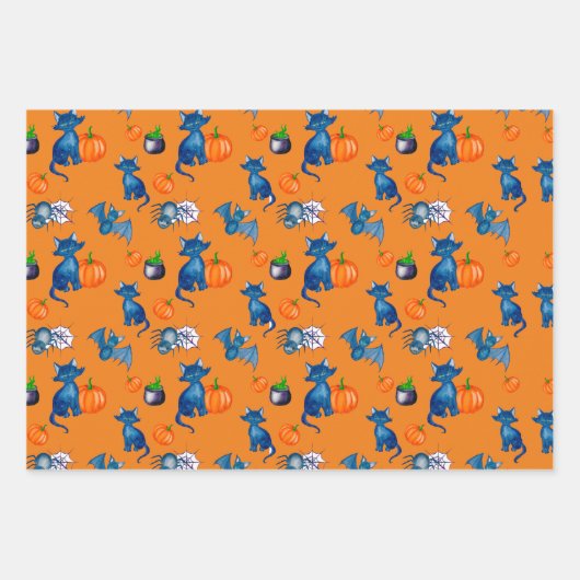 Pumpkin Black Cat witch-brew Design Halloween Inpakpapier Vel (Voorkant 2)