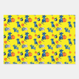 Pumpkin Black Cat witch-brew Design Halloween Inpakpapier Vel