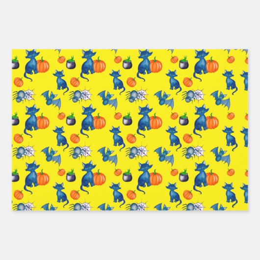 Pumpkin Black Cat witch-brew Design Halloween Inpakpapier Vel (Voorkant)