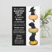 Pumpkin Black Cats Spooktacular Halloween Birthday Kaart (Staand voorkant)