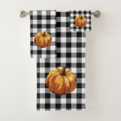 Pumpkin Black Check Pattern Bath Towel Set Bad Handdoek (Insitu)