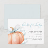 Pumpkin Blue Bow Baby shower Boeken voor Baby Informatiekaartje (Voorkant / Achterkant)