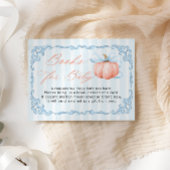 Pumpkin Blue Bow Boy Baby shower Boek Verzoek Informatiekaartje