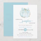 Pumpkin Blue Bow Boy Baby shower Kaart (Voorkant / Achterkant)