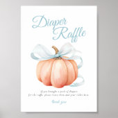 Pumpkin Blue Bow Diaper Raffle Table Sign Poster (Voorkant)
