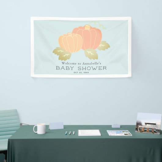 Pumpkin Blue Boy Baby shower Welkom Spandoek (Beurs)