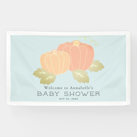 Pumpkin Blue Boy Baby shower Welkom Spandoek (Horizontaal)