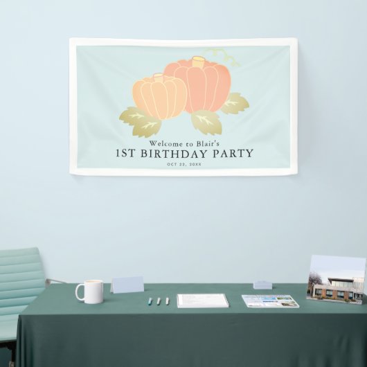 Pumpkin Blue Boy Verjaardag Welkom Spandoek