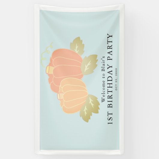 Pumpkin Blue Boy Verjaardag Welkom Spandoek (Verticaal)