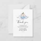 Pumpkin Blue Floral Baby shower Hartelijk dank Notitiekaartje (Voorkant)