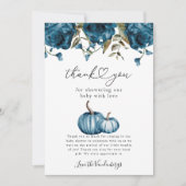 Pumpkin Blue Flower Baby shower Bedankkaart (Voorkant)