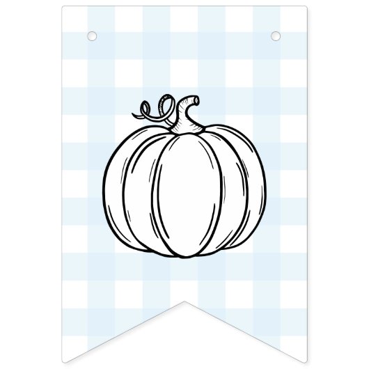 Pumpkin Blue Gingham Baby shower Bunting Flags Vlaggetjes (Tweede vlag)