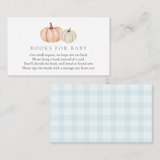 Pumpkin Blue Gingham Boeken voor Baby Enclosure Informatiekaartje (Voorkant / Achterkant)