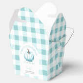 Pumpkin Blue Gingham Plaid Boy Baby shower Bedankdoosjes (Geopend)