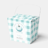 Pumpkin Blue Gingham Plaid Boy Baby shower Bedankdoosjes (Voorkant Zijde)