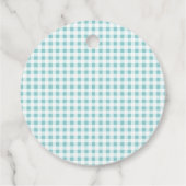Pumpkin Blue Gingham Plaid Boy Baby shower Bedankjes Labels (Achterkant)