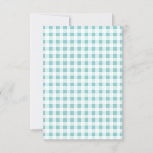 Pumpkin Blue Gingham Plaid Boy Baby shower Bedankkaart (Achterkant)